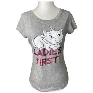Disney T-shirt Womens Medium Gray Ladies First Short Sleeve Casual Ladies